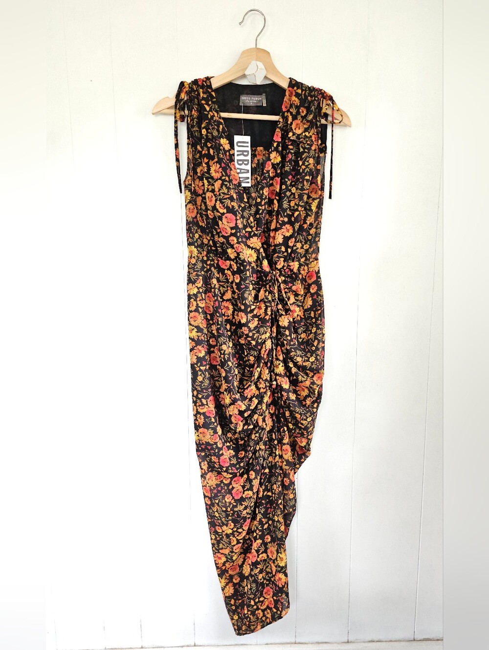 DRESS FORUM Floral Ruched Wrap Maxi Dress